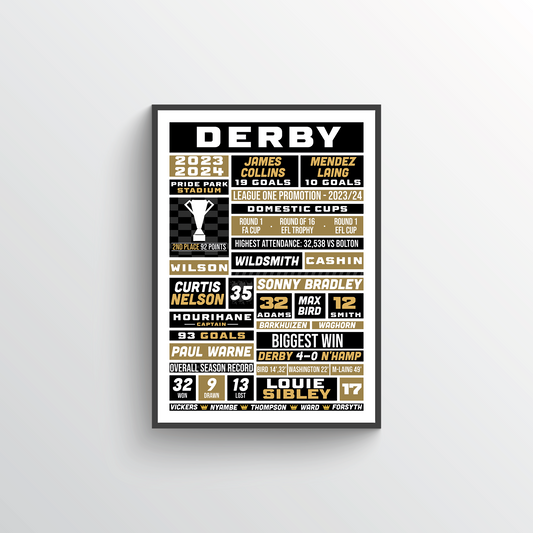 Derby County 2023/24 Iconic Season Poster